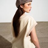  Áo gilet cộc tay phối màu - Beige - T0837 