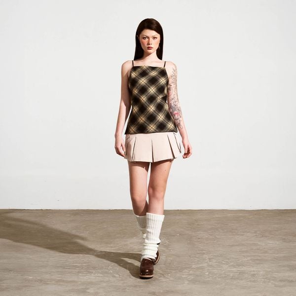  Áo kiểu cổ vuông hở lưng - Beige - T0839 