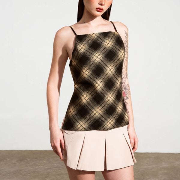  Áo kiểu cổ vuông hở lưng - Beige - T0839 