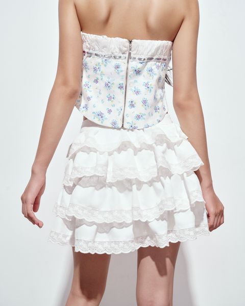  Áo cúp ngực phối ribbon - Trắng - T0889 