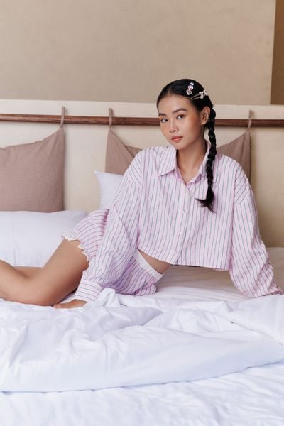  Áo sơ mi sọc hồng - Hồng - T0896 