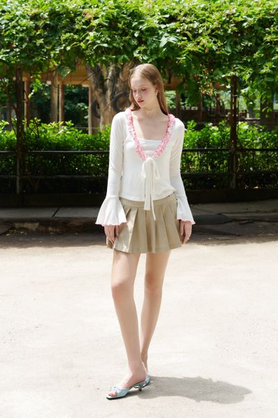  Áo khoác phối bèo tay loe - Trắng - T0946 