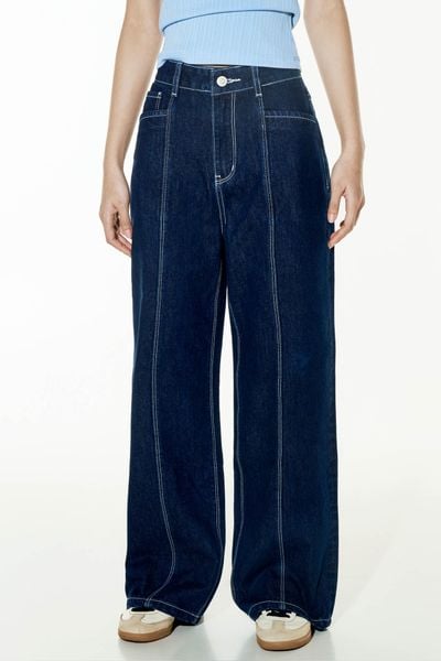  Quần Jeans ống suông chạy chỉ nổi - Xanh Dương Đậm - Q0365 