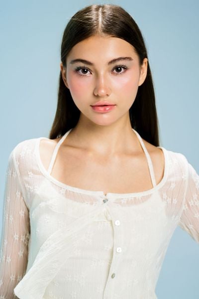  [PRE-ORDER] Set áo hoa li ti - Trắng kem - T0980 