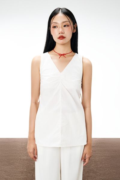  Áo sát nách hở lưng - Trắng - T0981 