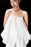  Áo dây viền bèo - Trắng - T0984 