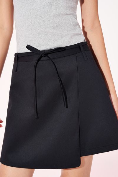  Chân váy A đắp vạt chéo - Đen - S0246 