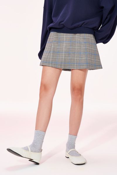  Chân váy ngắn kẻ ô - Xám  - S0245 