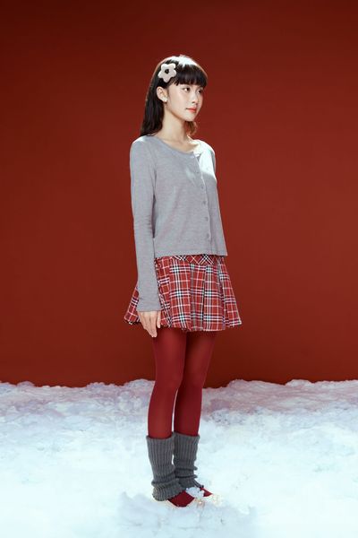  Chân váy xếp ly kẻ ô - Đỏ - S0251 