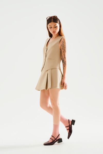  Váy mini xếp ly - Beige - S0248 