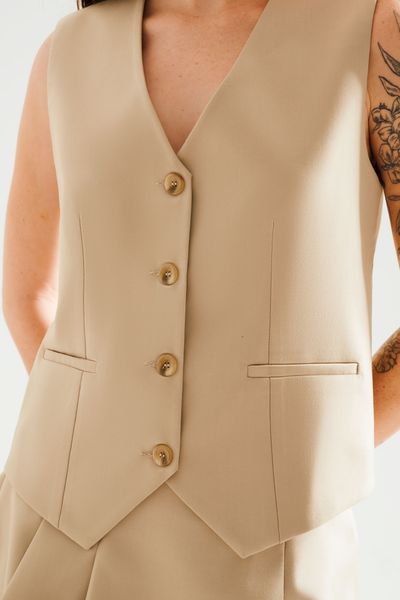  Áo gile tailored fit - Beige - T1007 