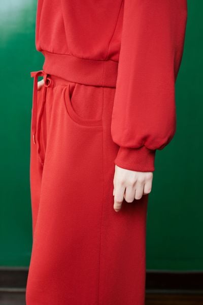  Quần dài vải nỉ ống suông - Đỏ đậm - Q0377 