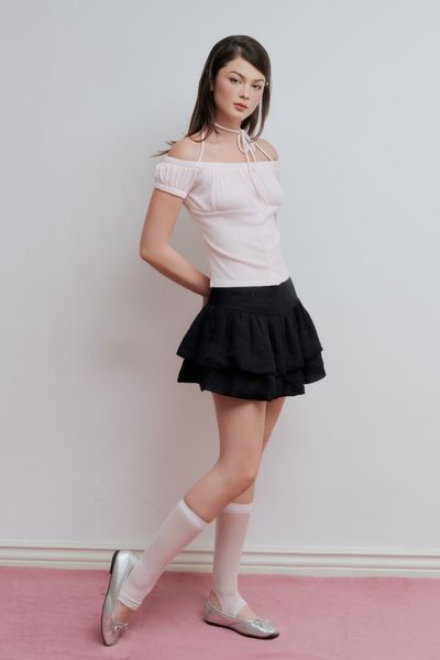  Chân váy bí hai tầng - Đen - S0263 