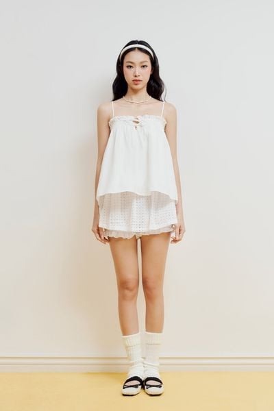  Chân váy nhún quần bí - Trắng - S0272 