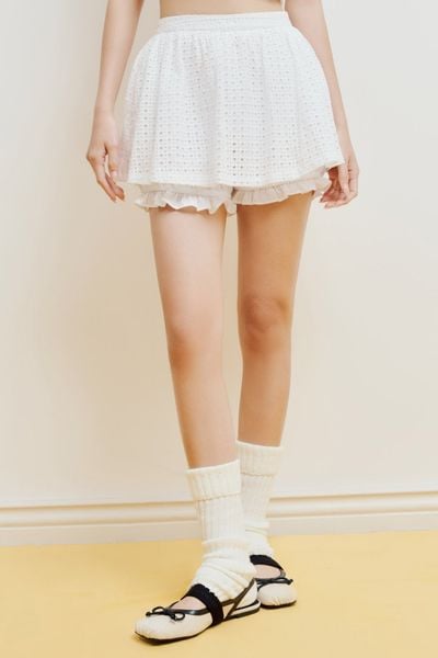  Chân váy nhún quần bí - Trắng - S0272 