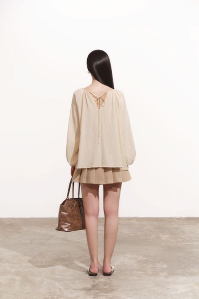  Chân váy mini xếp ly - Nâu - S0275 