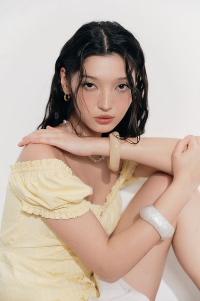  Áo diễu ly tay phồng - Vàng - T1076 