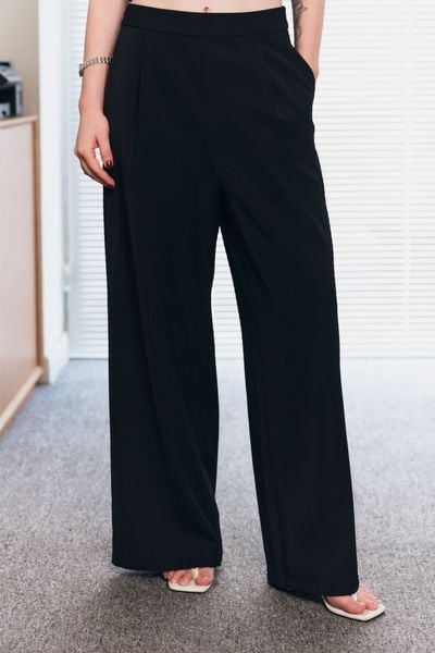  Quần dài ống suông xếp ly - Đen - Q0387 