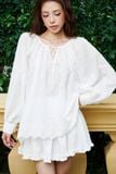  Áo dài tay cổ tròn - Trắng - T1094 