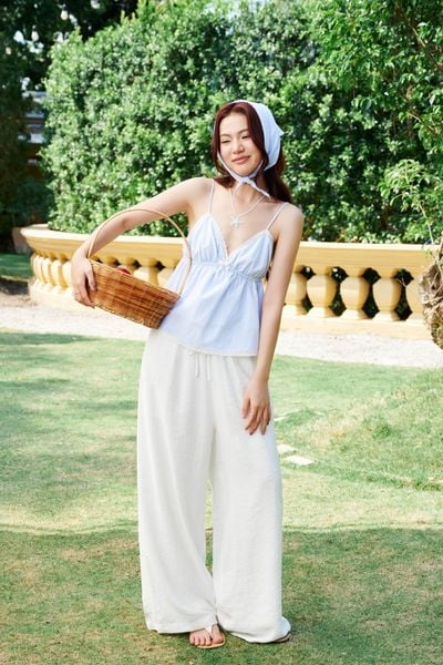  Quần ống suông lưng thun - Trắng - Q0392 