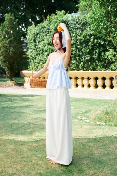  Quần ống suông lưng thun - Trắng - Q0392 