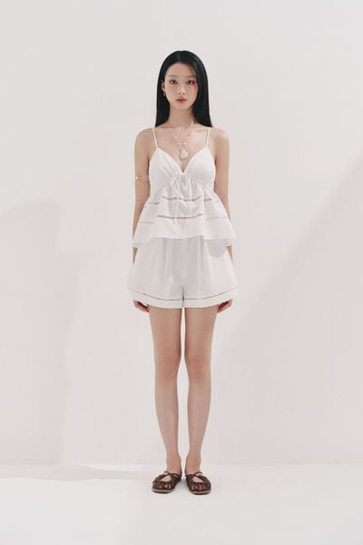  Quần ngắn phối đăng ten - Trắng - Q0391 