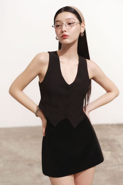  Áo gi lê dáng lửng - Đen - T0748 