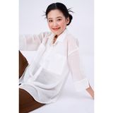  Áo sơmi vải organza tay ngắn - Trắng - T0448 