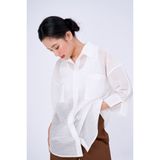  Áo sơmi vải organza tay ngắn - Trắng - T0448 