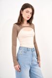  Áo hai dây kèm áo khoác ngắn - Beige - T0752 