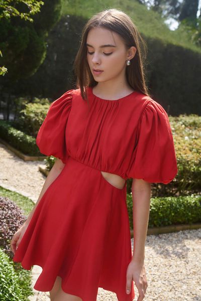  Đầm ngắn cut out tay phồng - D0460 