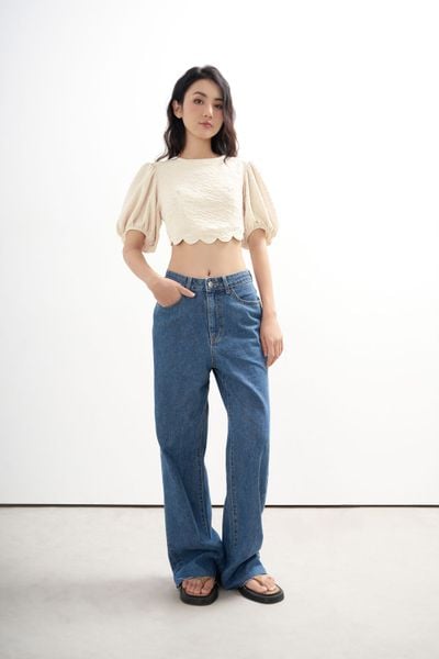  Áo tay phồng vải jacquard - T0481 