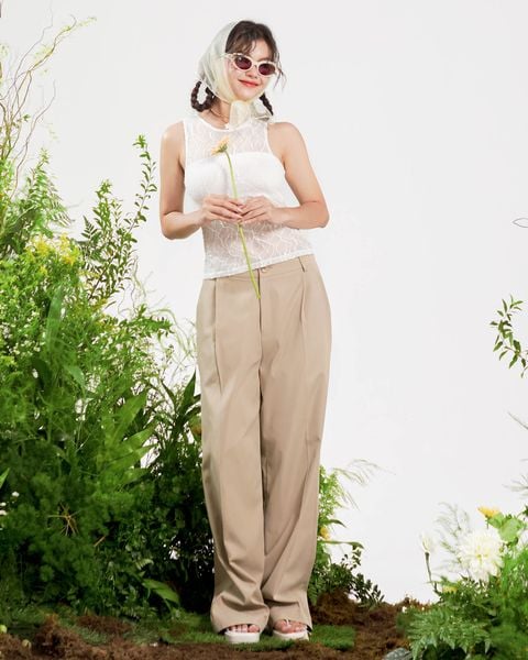  Áo sát nách vải ren - Trắng - T0803 