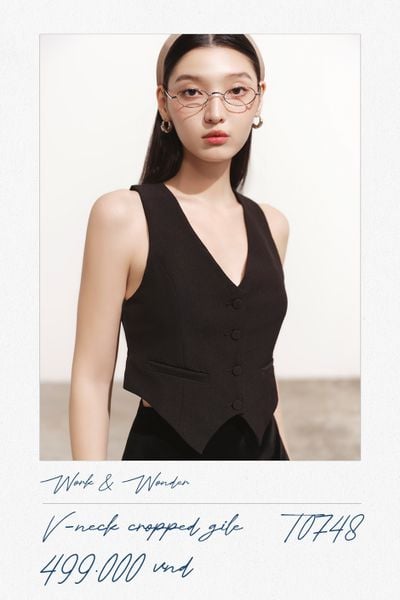  Áo gi lê dáng lửng - Đen - T0748 