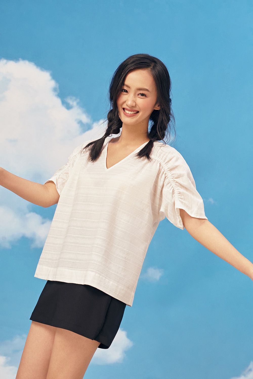 Áo kiểu phối dây rút - T0247