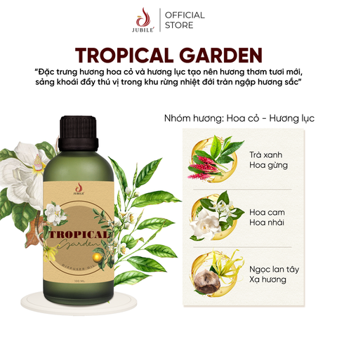 Tropical Garden - Tinh Dầu Xông Máy, Tinh Dầu Thơm Phòng 100ml Cao Cấp, Sang Trọng