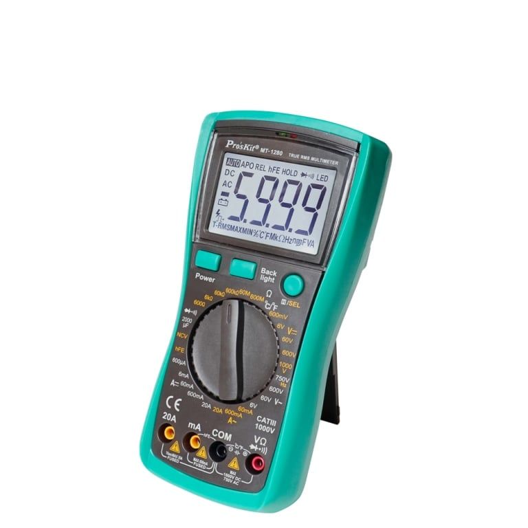  Đồng hồ đo Pro'skit MT-1280 AC True RMS (1000V/ 20A/ 600MΩ/ 2000uF/ 1kHz/ 1000oC) 