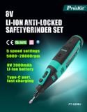  Máy mài mini không dây Pro'sKit PT-5208U (Li-ion 8V 2000mAh) 