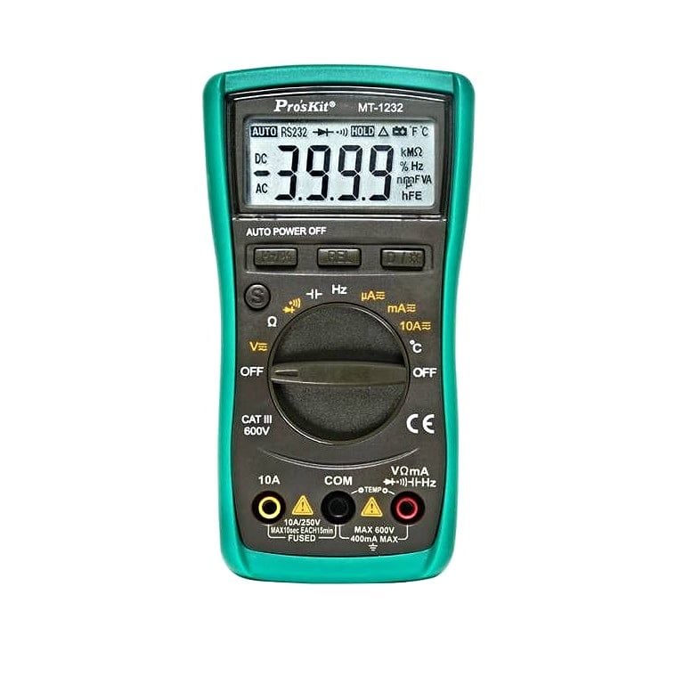  Đồng hồ đo Pro'skit MT-1232 (600V/ 10A/ 40MΩ/ 100µF/ 10MHz/ 1000oC) 