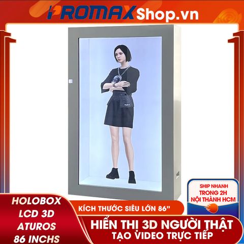 Màn hình LED 3D Holobox LCD cảm ứng Aturos 86 inches trưng bày sản phẩm, phát livestream người thật