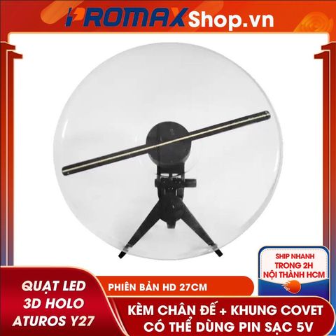 Quạt LED 3D Holo để bàn Aturos Y27, cánh quạt 27cm, có thể dùng pin sạc 5V