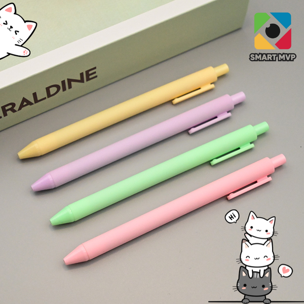 Bút Gel Mực Đen Vỏ Màu Pastel Cực Xịn - Bút Bi Đen Mực Đen Tiện Dụng