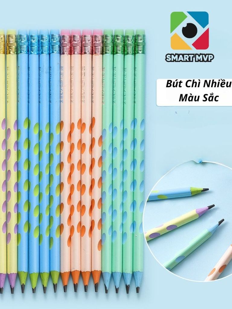 Bút Chì HB Có Tẩy Nhiều Màu Sắc Dễ Thương -  Viết Chì Phù Hợp Với Mọi Lứa Tuổi