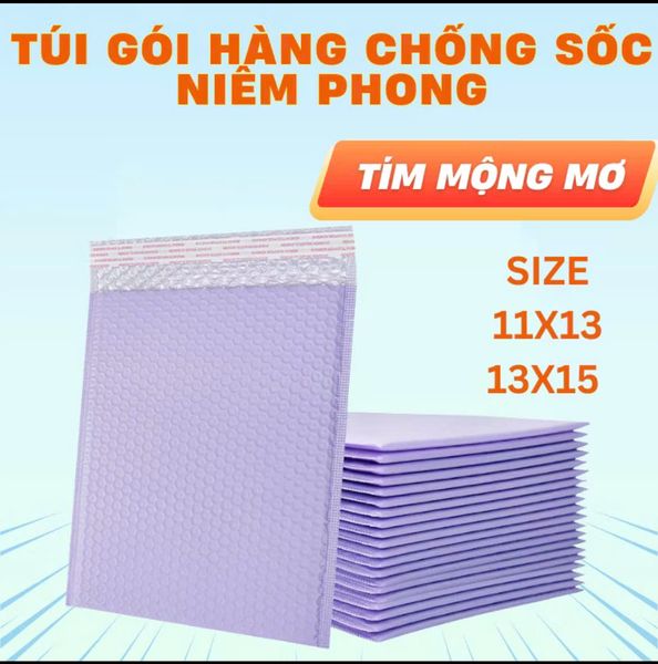 Combo 10 Túi Gói Hàng Chống Sốc - Túi Đóng Hàng Niêm Phong Màu Tím
