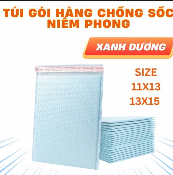 Combo 10 Túi Gói Hàng Chống Sốc - Túi Đóng Hàng Niêm Phong Màu Xanh Dương