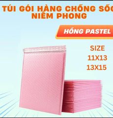 Combo 10 Túi Gói Hàng Chống Sốc - Túi Bóng Khí Đóng Hàng Tiện Lợi Màu Hồng Pastel