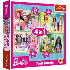 Tranh ghép hình Trefl 34333 - 4 trong 1 (35/48/54/70 mảnh)  Thế giới Barbie