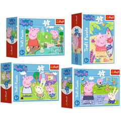 Combo 4 tranh ghép hình mini 54 mảnh Trefl 54169 Peppa Pig Ngày vui vẻ