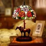 Đèn Bàn cao cấp kiểu dáng Tiffany Horse and Rose