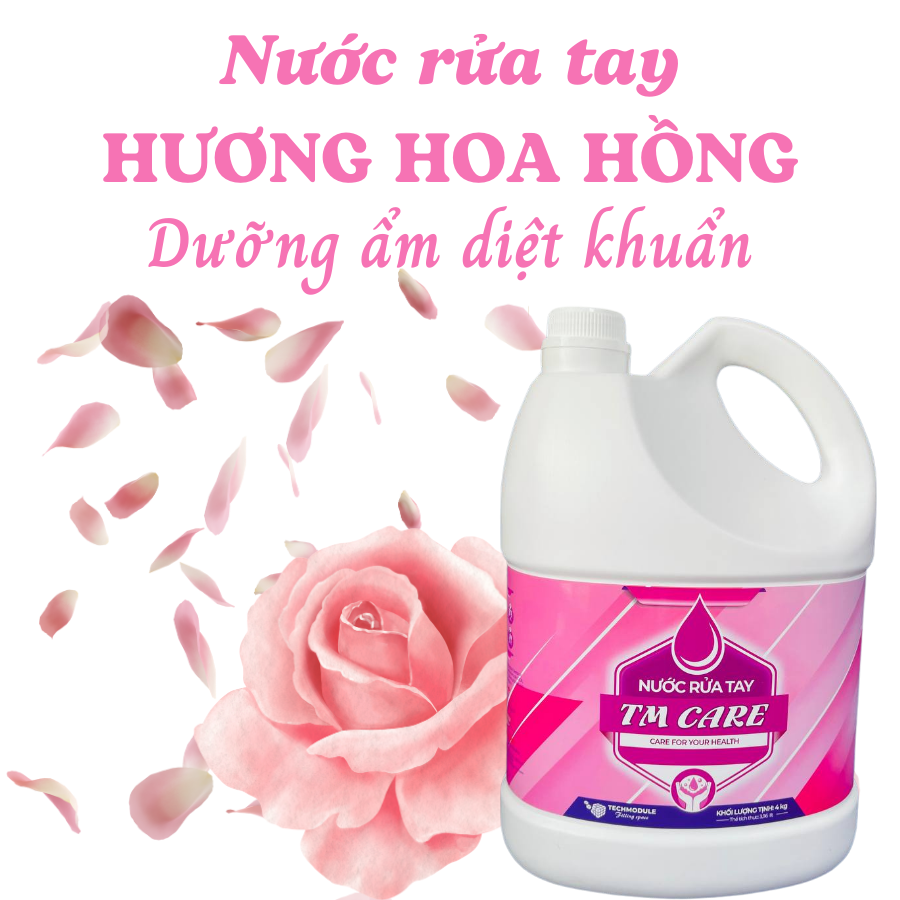Hai thùng nước rửa tay TMCARE hương hoa hồng - 6 can 3.8Kgs